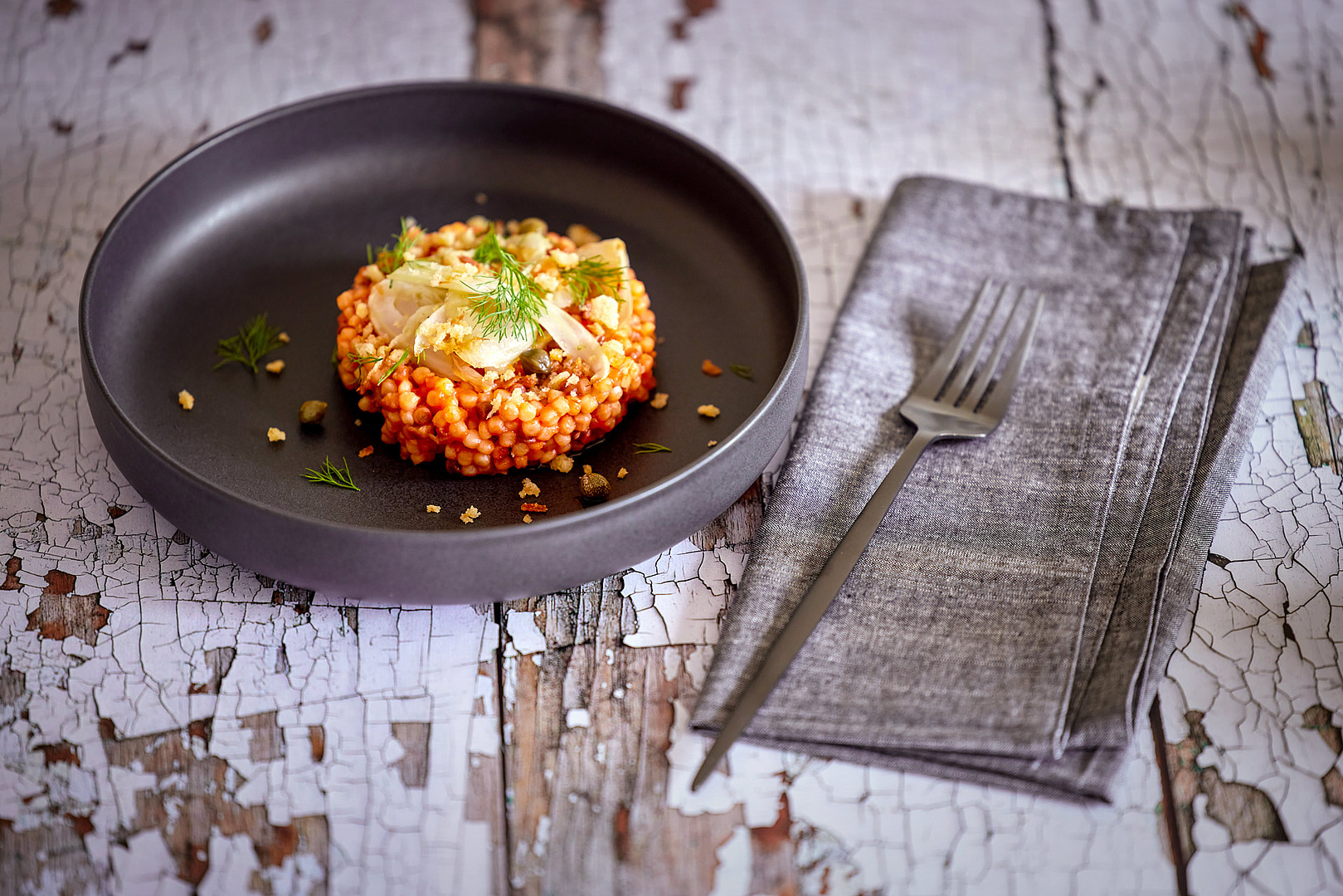 Fregola Sarda mit Tomate Fenchel und Kapern 1