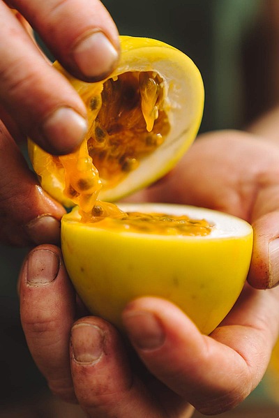 Exotische Frucht Hand