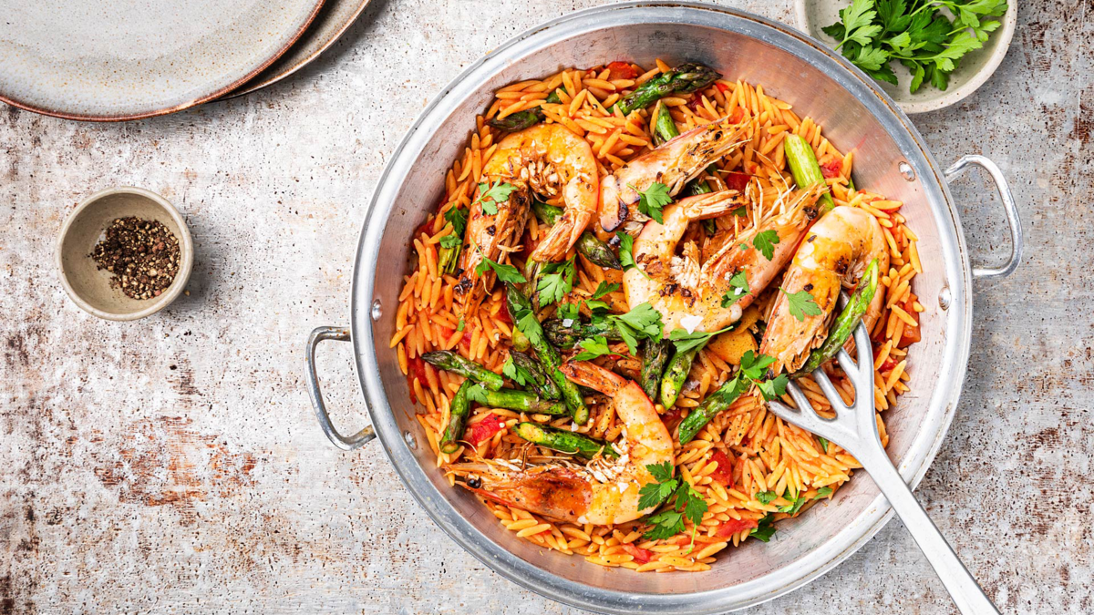TEIGWARENREISPFANNE MIT SHRIMPS AIO E LIMONE